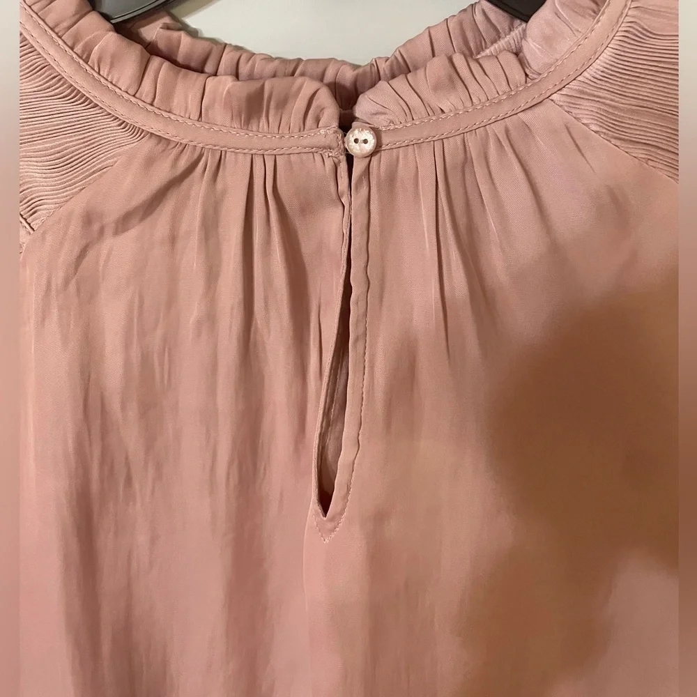 Rachael Zoe Pleated Shoulder Long Sleeve Peasant Top Size XS New Business Pink